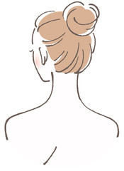 女性　後ろ姿　お団子ヘア