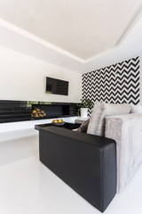Spacious and snowy-white living room