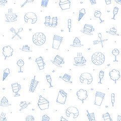 Cafe sweets icons pattern