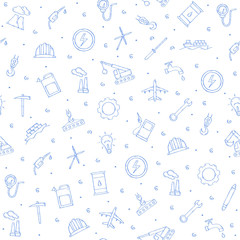 industry icons set handmade style pattern