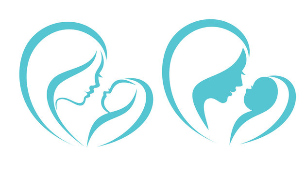 mother and baby vector symbol