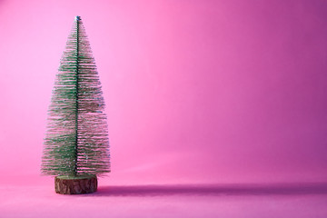 christmas tree on pink background