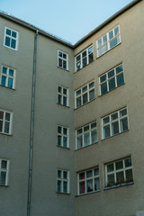 brown facade of apartment or industrial building