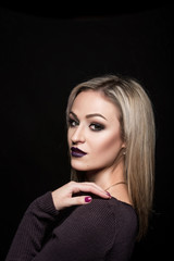 Fototapeta premium girl in a slinky dark dress