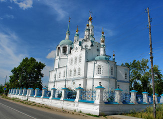 Yeniseysk -  town in Krasnoyarsk Krai, Russia with Monastery of Dormition of the Mother of God