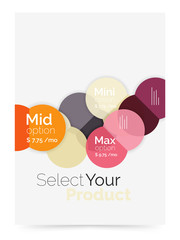 Transparent paper circles with option text