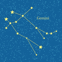 Obraz na płótnie Canvas Night Sky with Gemini Constellation Illustration