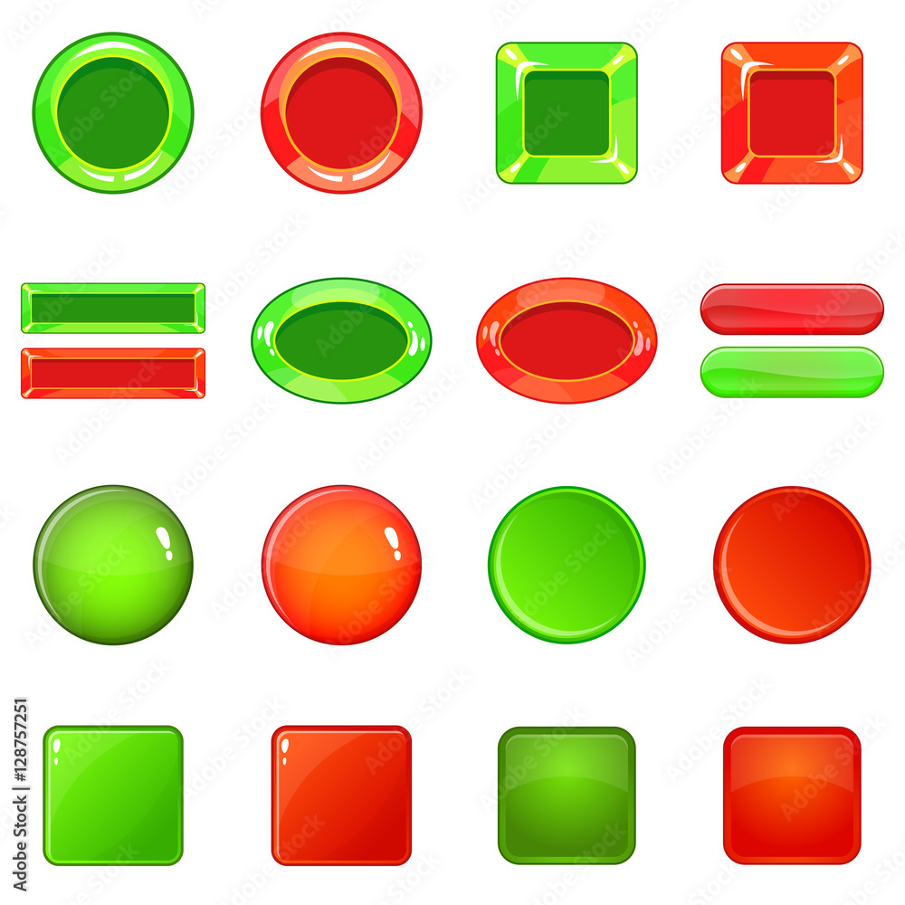 Poster blank web buttons icons set. cartoon illustration of 16 blank buttons vector icons for web