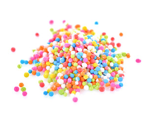 Fototapeta na wymiar colorful sugar sprinkles on white