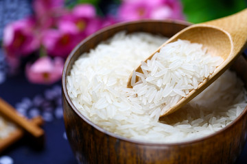 tai rice in a wooden bowl