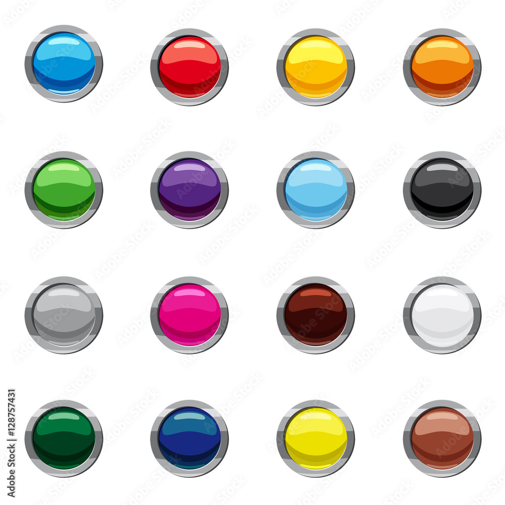 Poster blank round web buttons icons set. cartoon illustration of 16 blank round buttons vector icons for w