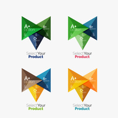 Set of triangle infographic layouts with text and options
