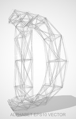 Vector illustration of a Pencil sketched D. Hand drawn 3D D.