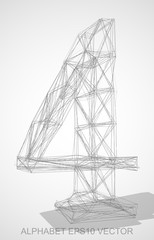 Vector illustration of a Pencil sketched 4. Hand drawn 3D 4.