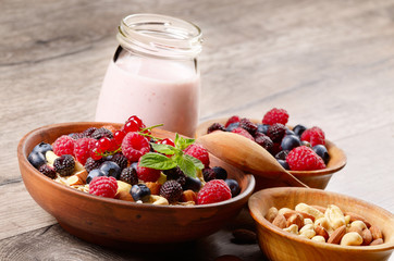Oats nuts berries yogurt
