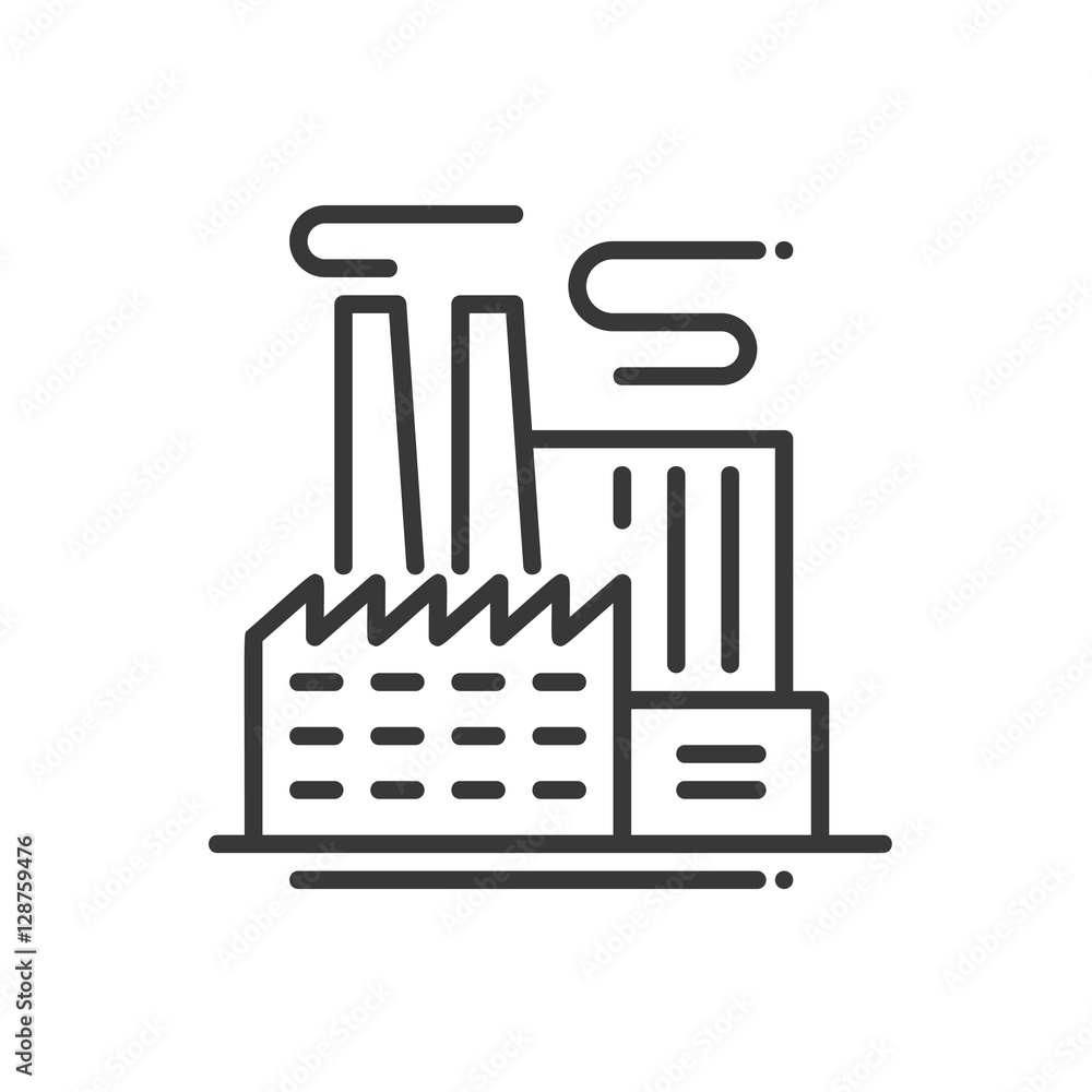 Poster factory building - line design single isolated icon