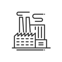 Factory Building - line design single isolated icon