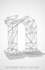 Vector illustration of a Pencil sketched N. Hand drawn 3D N.