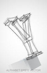 Vector illustration of a Ink sketched Y. Hand drawn 3D Y.