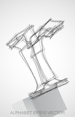 Vector illustration of a Ink sketched R. Hand drawn 3D R.