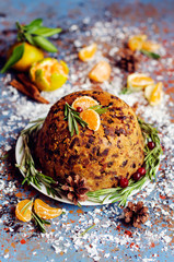 Traditional English Christmas plum pudding