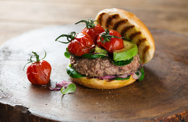 Beef burger with avocado