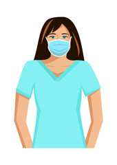 Vector image of a lady wearing a mask and medical uniform