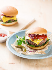 Beef burger with melted cheese