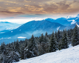 winter scene in mountains - 128762423