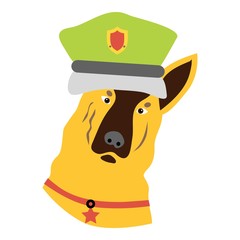 Police dog icon. Flat illustration of police dog vector icon for web design