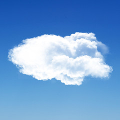Naklejka na ściany i meble Single white fluffy cloud isolated over blue background