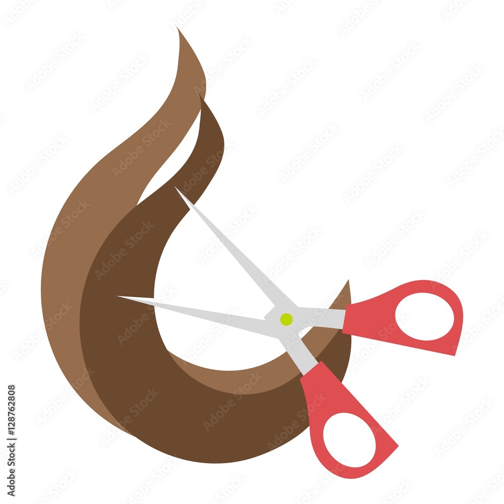 Poster hairdresser scissors and curl icon. flat illustration of hairdresser scissors and curl vector icon f