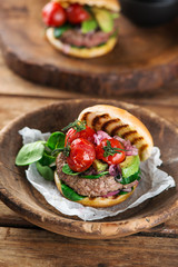 Beef burger with avocado