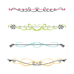 Vector set of two color calligraphic design elements and page decor