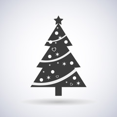 Christmas tree icon and New Year, stylish vector illustration, EPS10