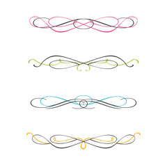 Vector set of two color calligraphic design elements and page decor