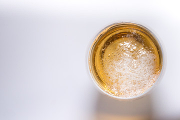 beer in glass on white, wine in glass on white background
