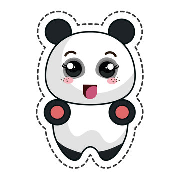 cute bear panda kawaii character vector illustration design