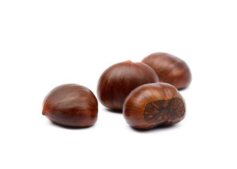 Chestnuts isolated on white background