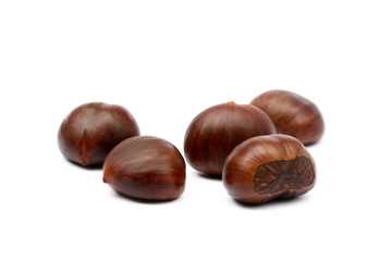 Chestnuts isolated on white background