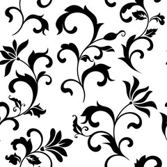 Elegant seamless pattern with decoration flowers on a white background