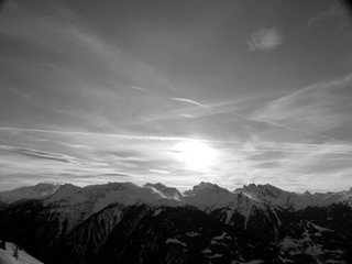 Alps winter black and white