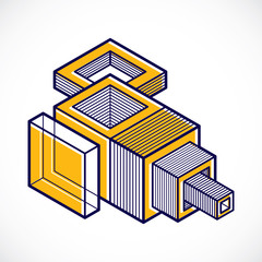 Abstract trigonometric construction, vector dimensional design t
