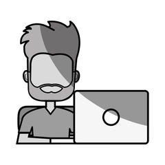 man avatar using laptop vector illustration design