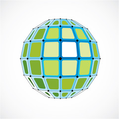 Abstract vector low poly object with black lines and dots connec