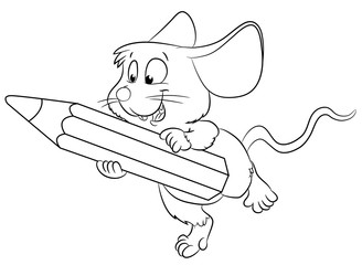 Niedliche Maus mit Buntstift
