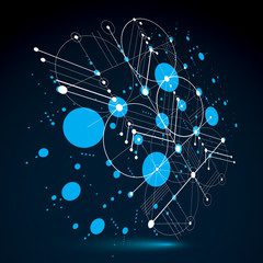 Bauhaus retro wallpaper, perspective blue art vector background