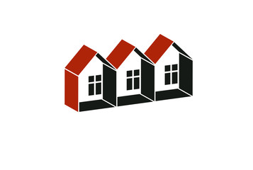 Simple cottages vector illustration, country houses, for use in