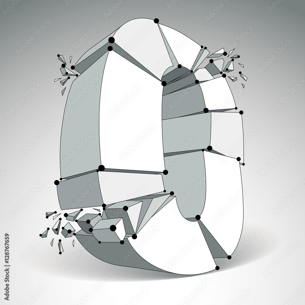 Aufkleber abstract vector low poly wrecked zero number with black lines an