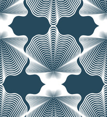 Fototapeta na wymiar Ornate vector abstract background with white lines. Symmetric de